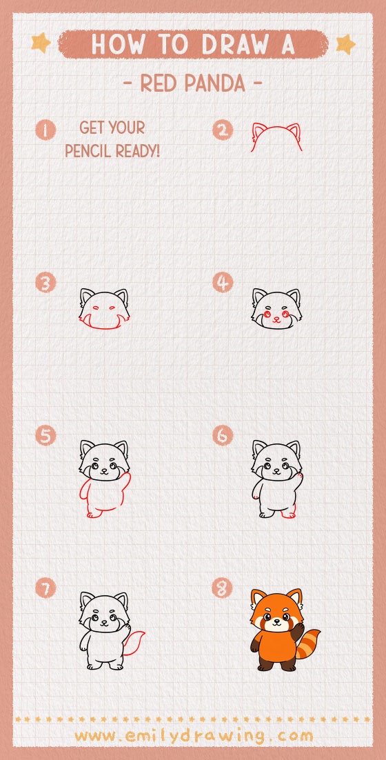 how to draw a red panda pinterest pin